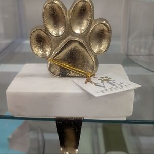 Paw Print Marble Gold Metal Christmas Stocking Hanger